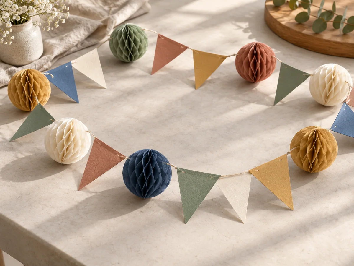 Paper celebration garland — AI-generated concept, not a verified supplier photo